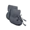 Kujten Baby>Garter Stitched Baby Cashmere Booties Gris Flanelle
