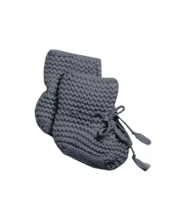 Kujten Baby>Garter Stitched Baby Cashmere Booties Gris Flanelle