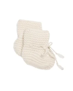 Kujten Baby>Garter Stitched Baby Cashmere Slippers Blanc