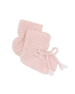 Kujten Baby>Garter Stitched Baby Cashmere Booties Rose Pale