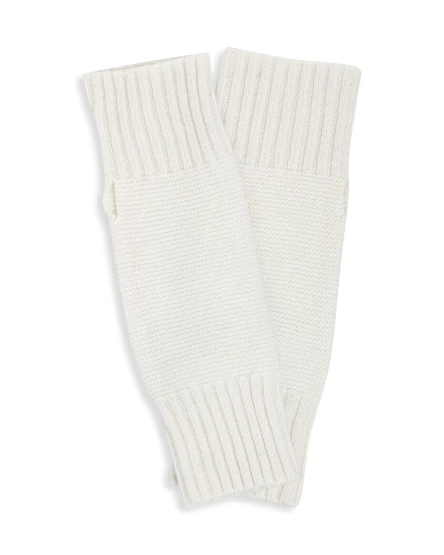 Kujten Gloves & Mittens>Garter Stitched Cashmere Mittens Blanc