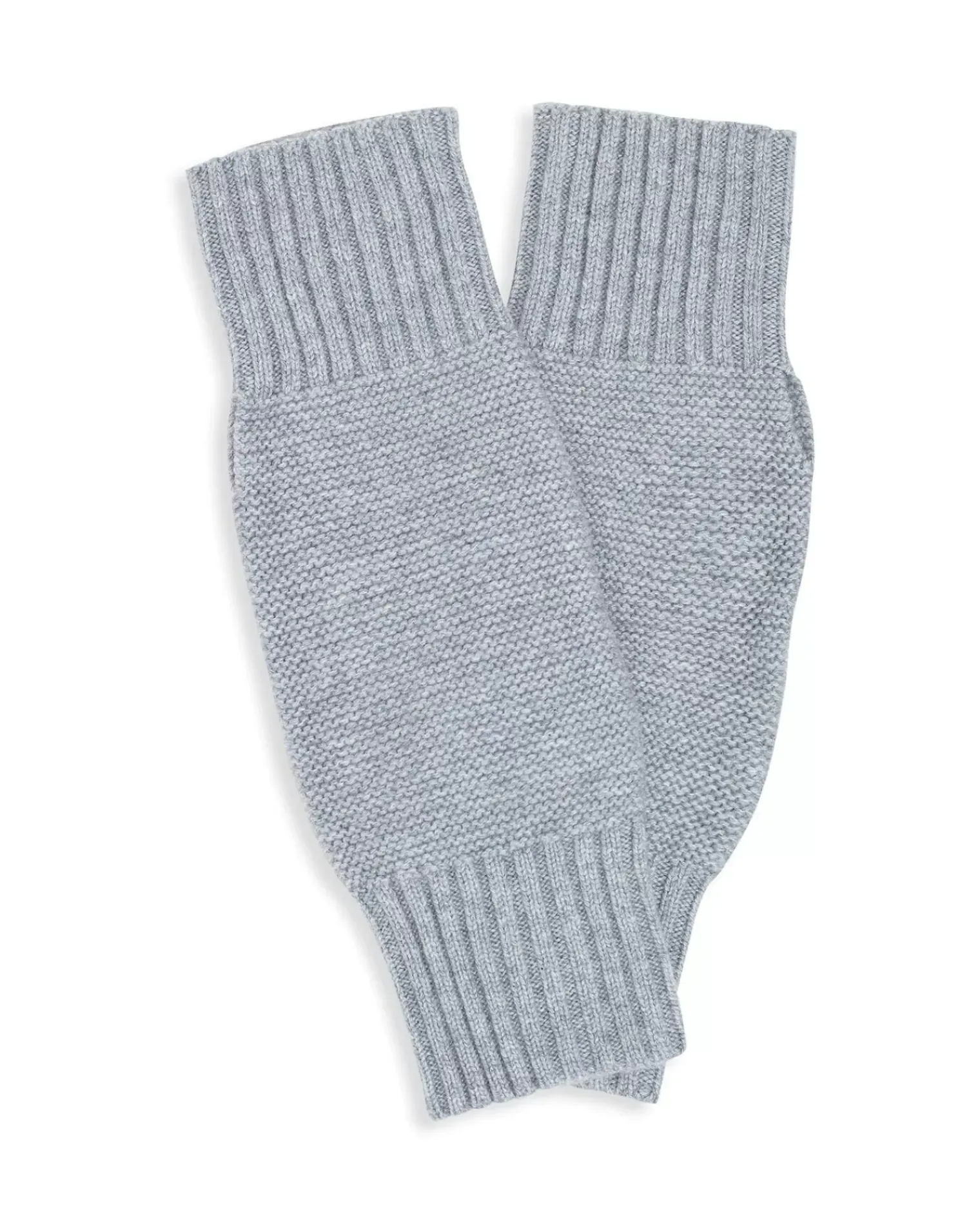 Kujten Gloves & Mittens>Garter Stitched Cashmere Mittens Gris Chine