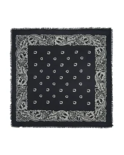 Kujten Scarves & Snoods>Hawaien Pattern Cashmere Bandana, 2-Threads Noir