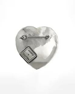 Kujten Jewelry>Heart Brooch In 925/1000 Sterling Silver Argent