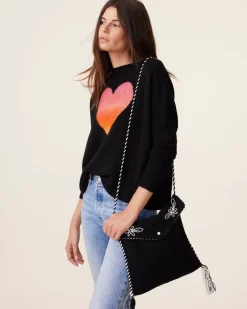 Kujten Sweaters & Sweatshirts>Heart Round Neck Cashmere Sweater, 4-Threads Noir