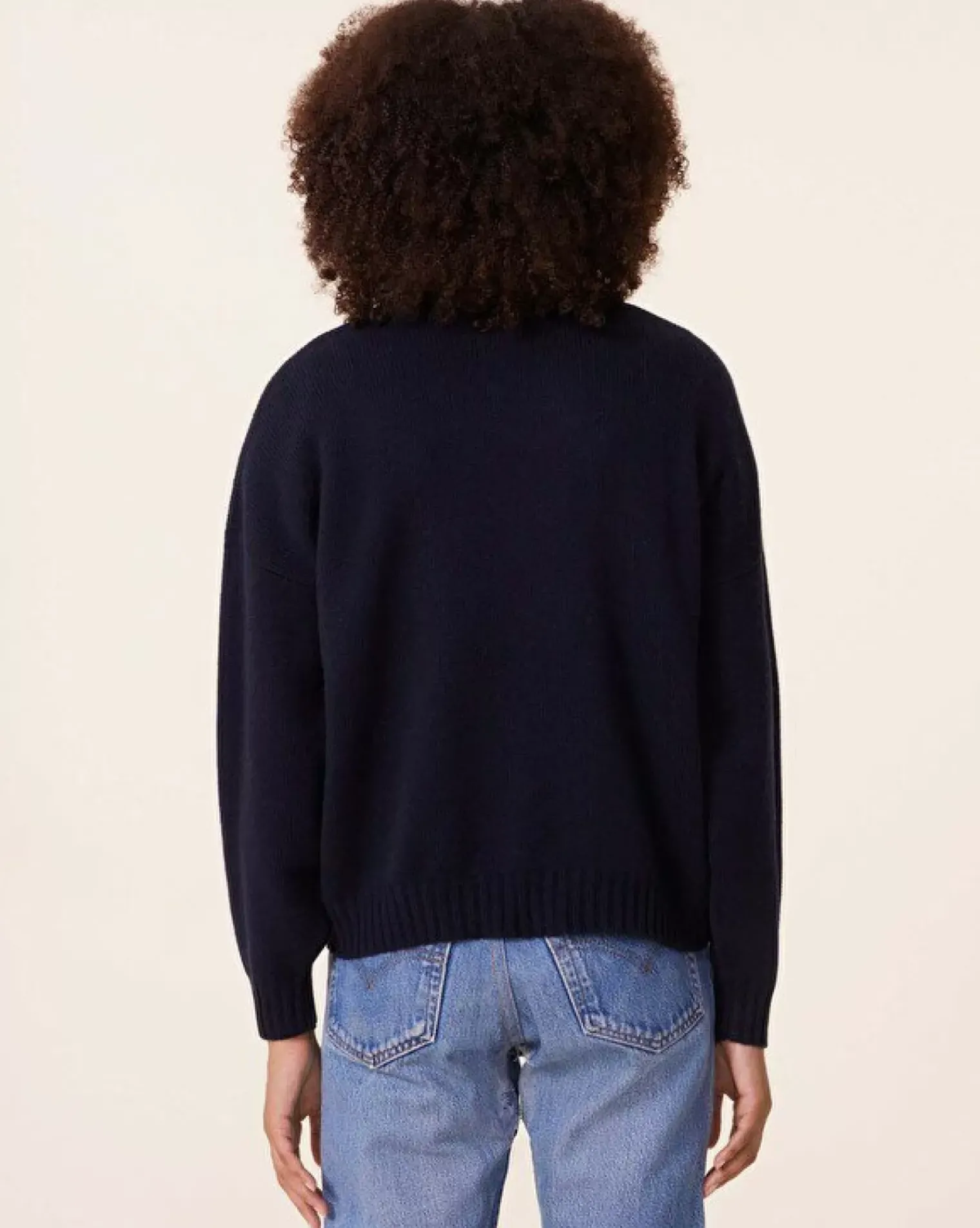 Kujten Sweaters & Sweatshirts>Heart Round Neck Cashmere Sweater, 10-Threads Bleu Marine Fonce