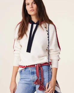 Kujten Hoodies>Hooded Cashmere Sweater, 6-Threads Blanc