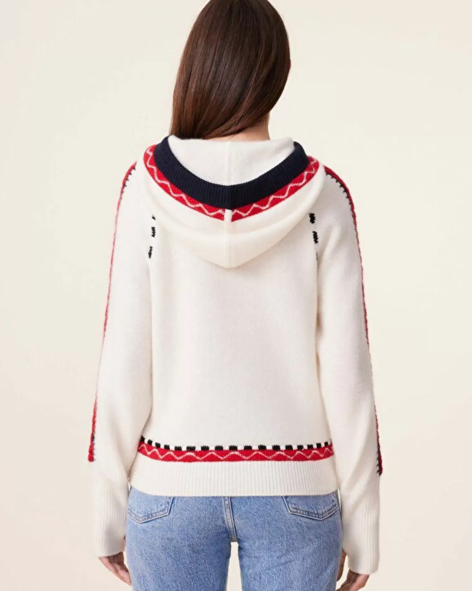 Kujten Hoodies>Hooded Cashmere Sweater, 6-Threads Blanc