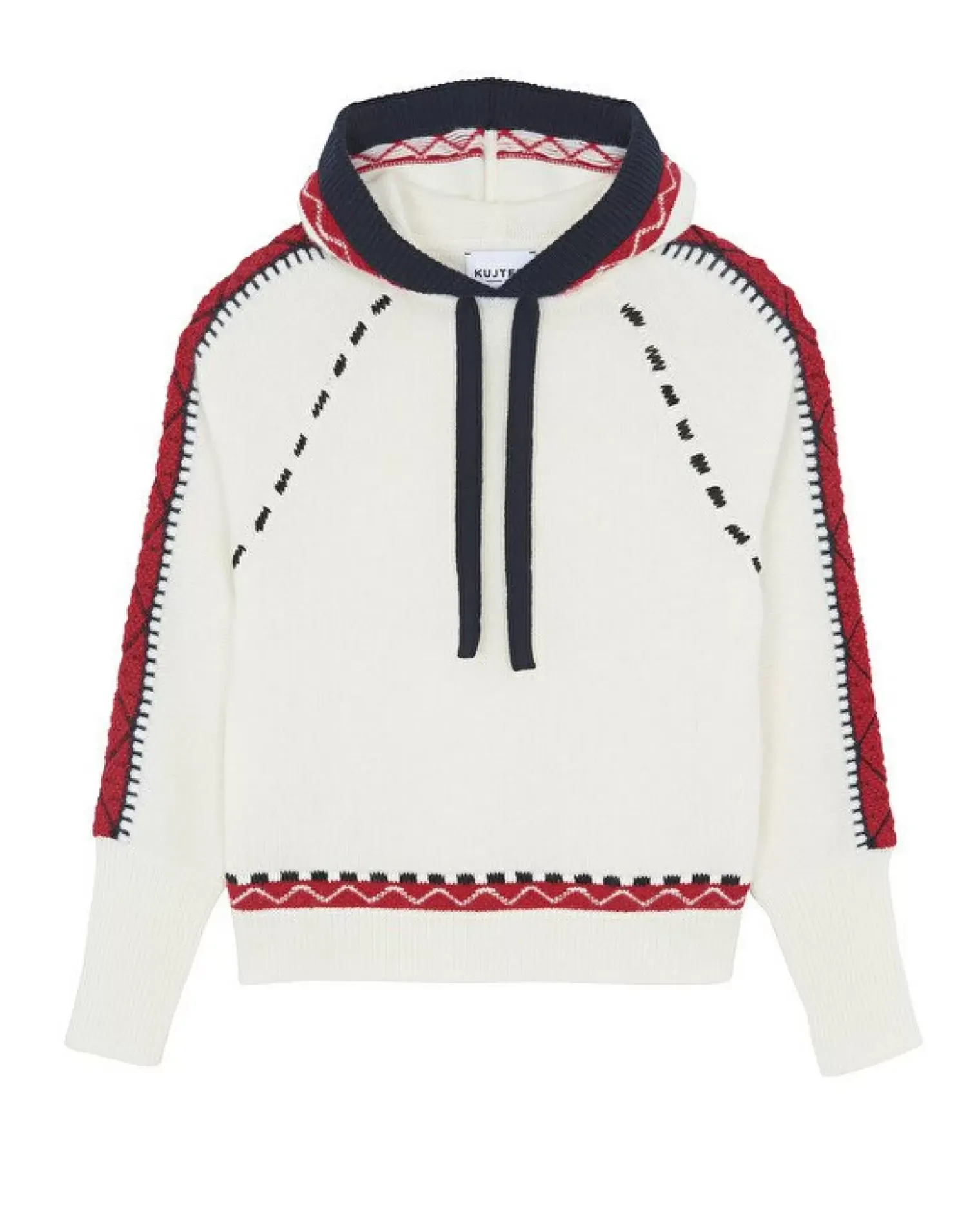 Kujten Hoodies>Hooded Cashmere Sweater, 6-Threads Blanc