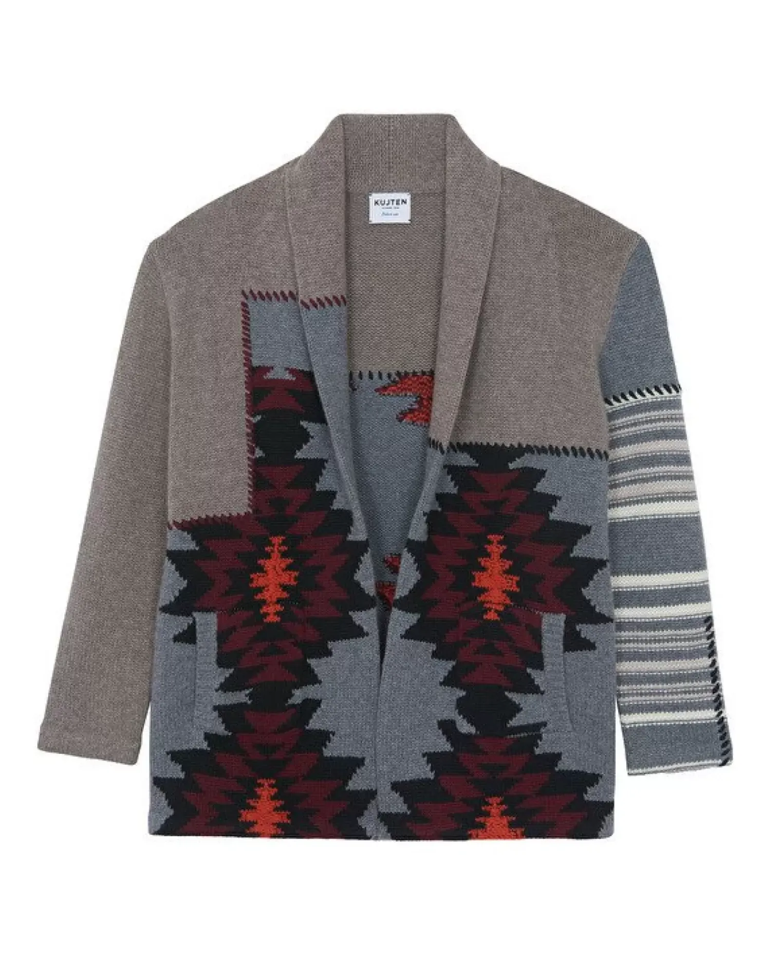 Kujten Jackets & Vests>Jacquard Cashmere Cardigan, 12-Threads Gris Granit
