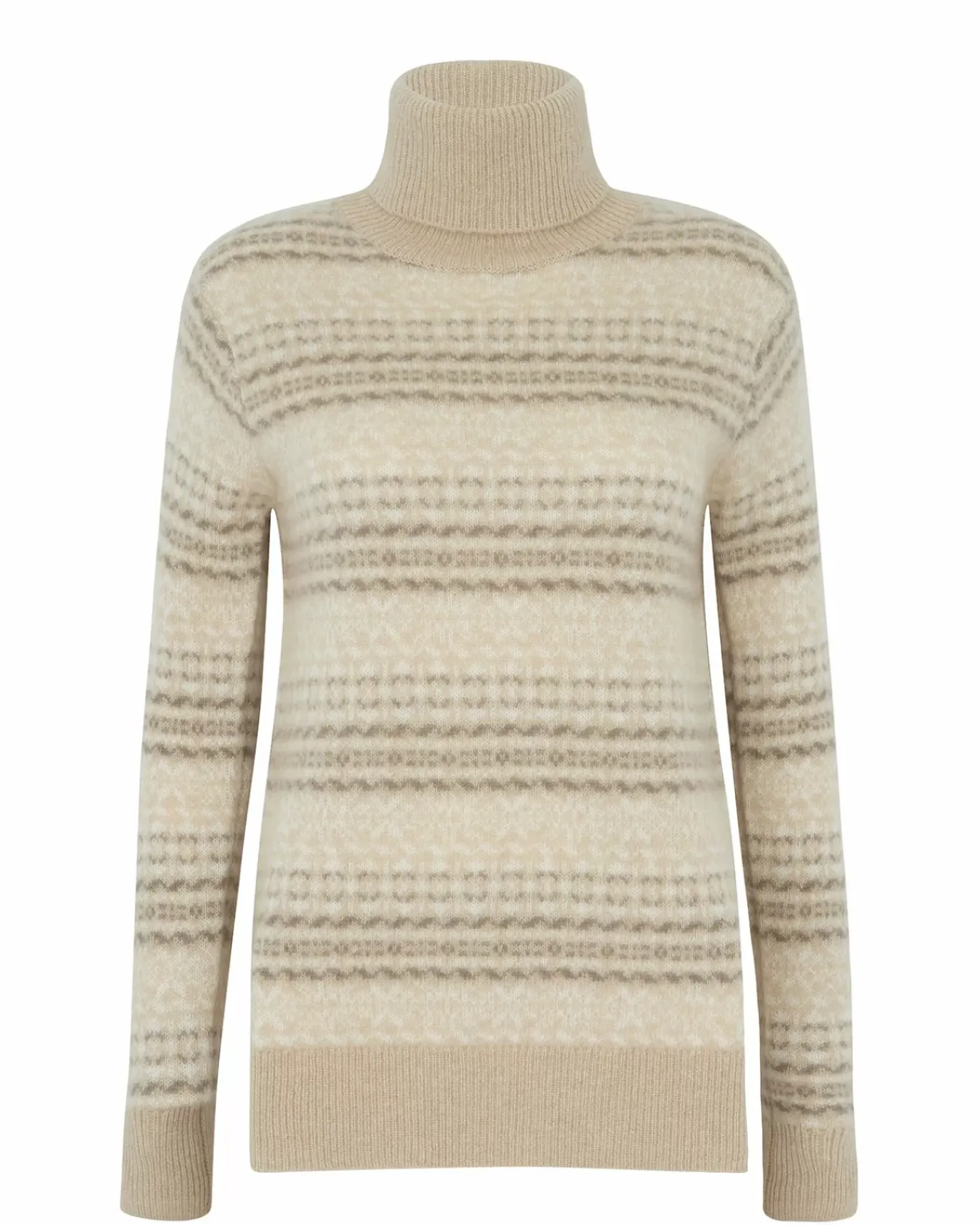 Kujten Sweaters & Sweatshirts>Jacquard Chimney Neck Cashmere Sweater, 4-Threads Organique