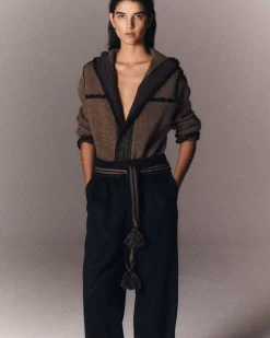 Kujten Jackets & Vests>Jacquard Hooded Cashmere Jacket, 4-Threads Kaki Moss