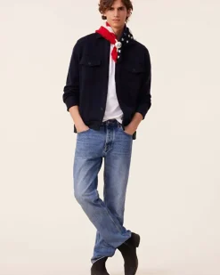 Kujten Jackets & Vests>Jacquard Men Cashmere Jacket, 4-Threads Bleu Marine Fonce