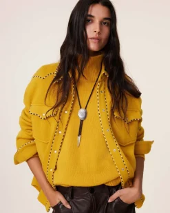 Kujten Jackets & Vests>Jacquard Oversize Cashmere Over-Shirt, 4-Threads Jaune Safran