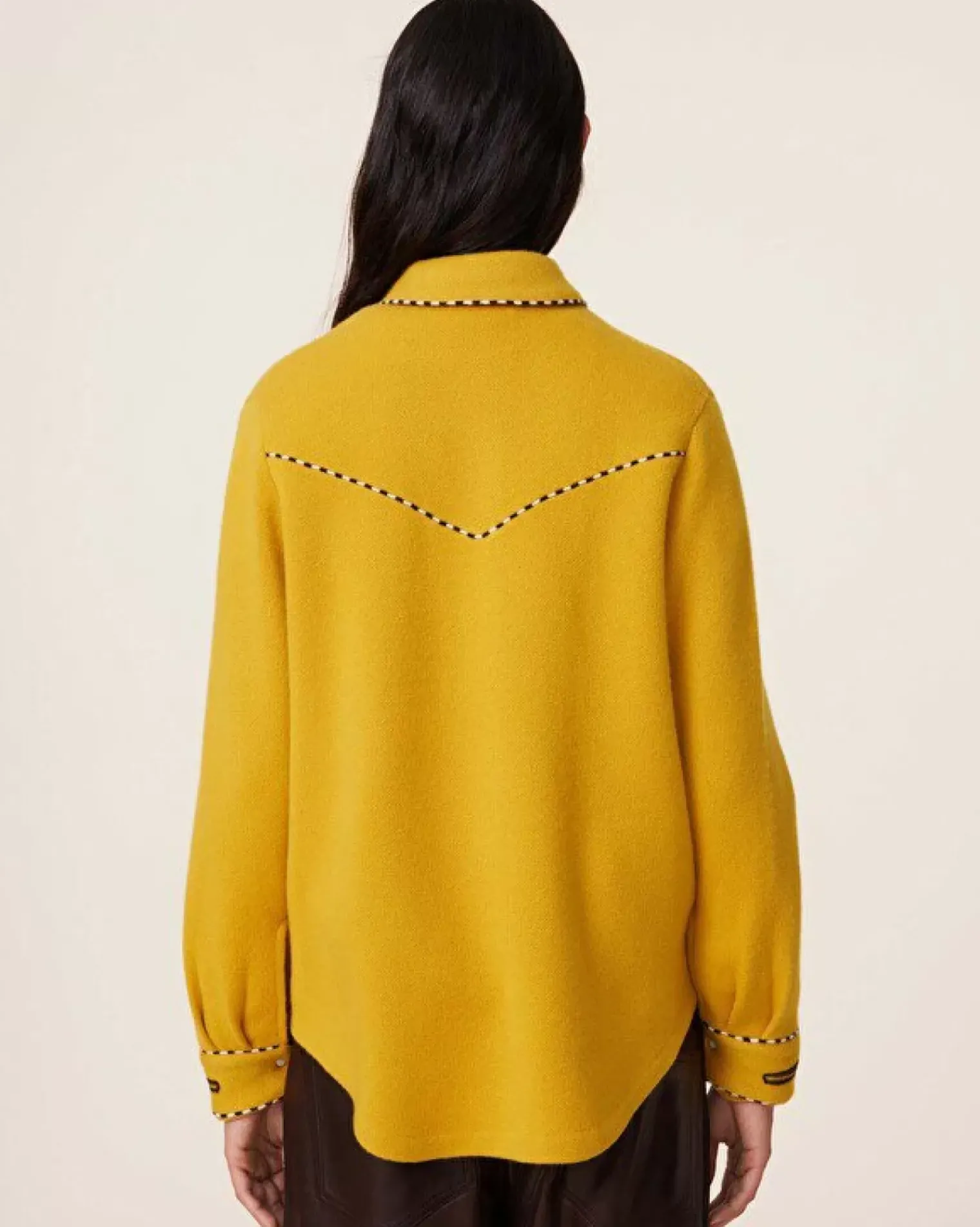 Kujten Jackets & Vests>Jacquard Oversize Cashmere Over-Shirt, 4-Threads Jaune Safran