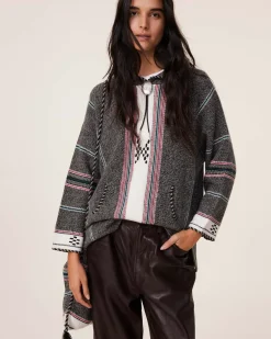 Kujten Hoodies>Jacquard Oversized Cashmere Hoodie, 6-Threads Kaki Chine