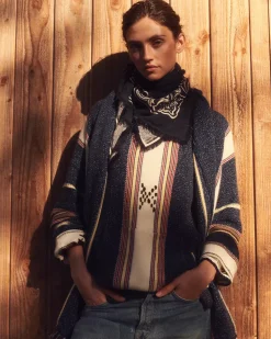 Kujten Hoodies>Jacquard Oversized Cashmere Hoodie, 6-Threads Bleu Indigo