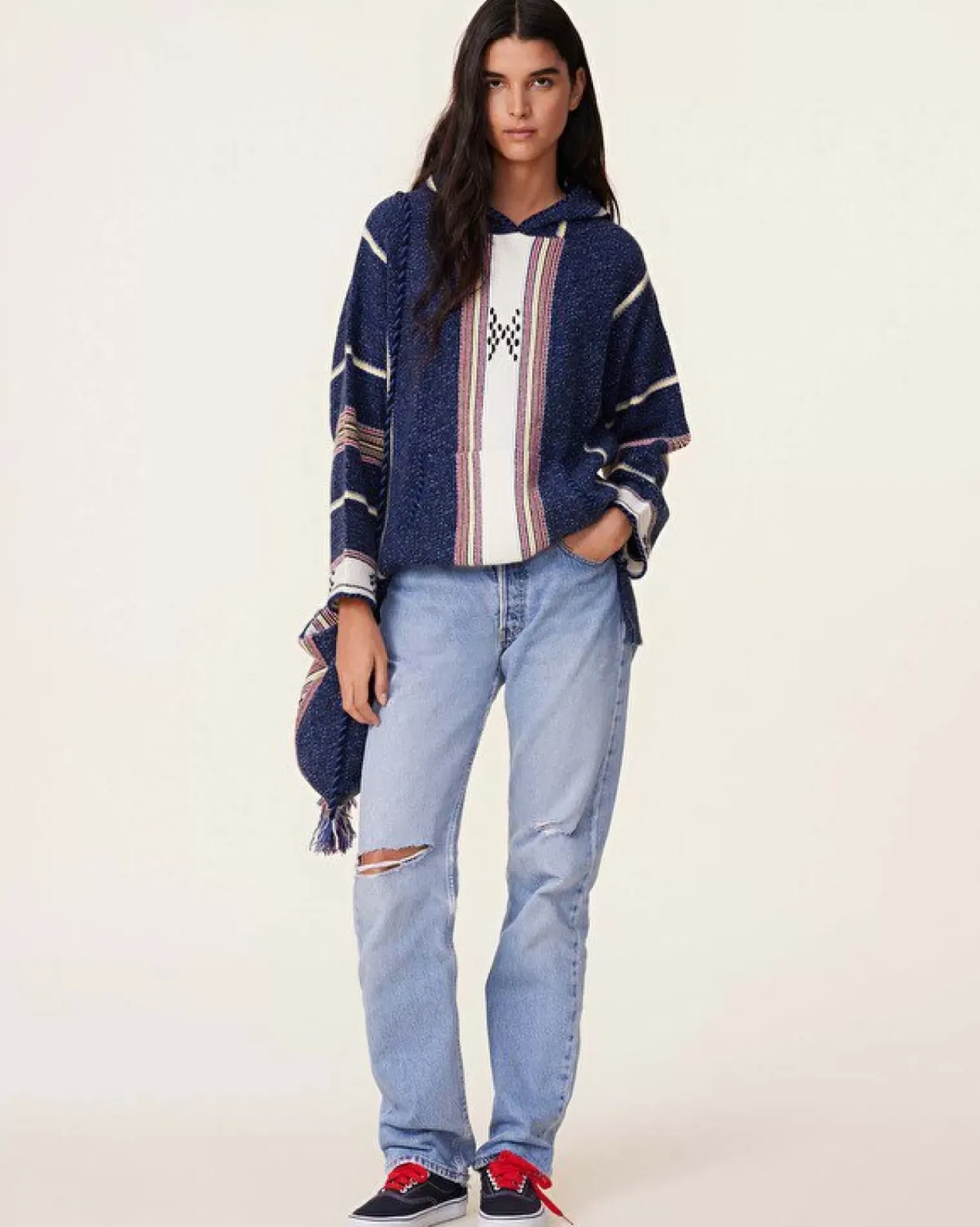 Kujten Hoodies>Jacquard Oversized Cashmere Hoodie, 6-Threads Bleu Indigo