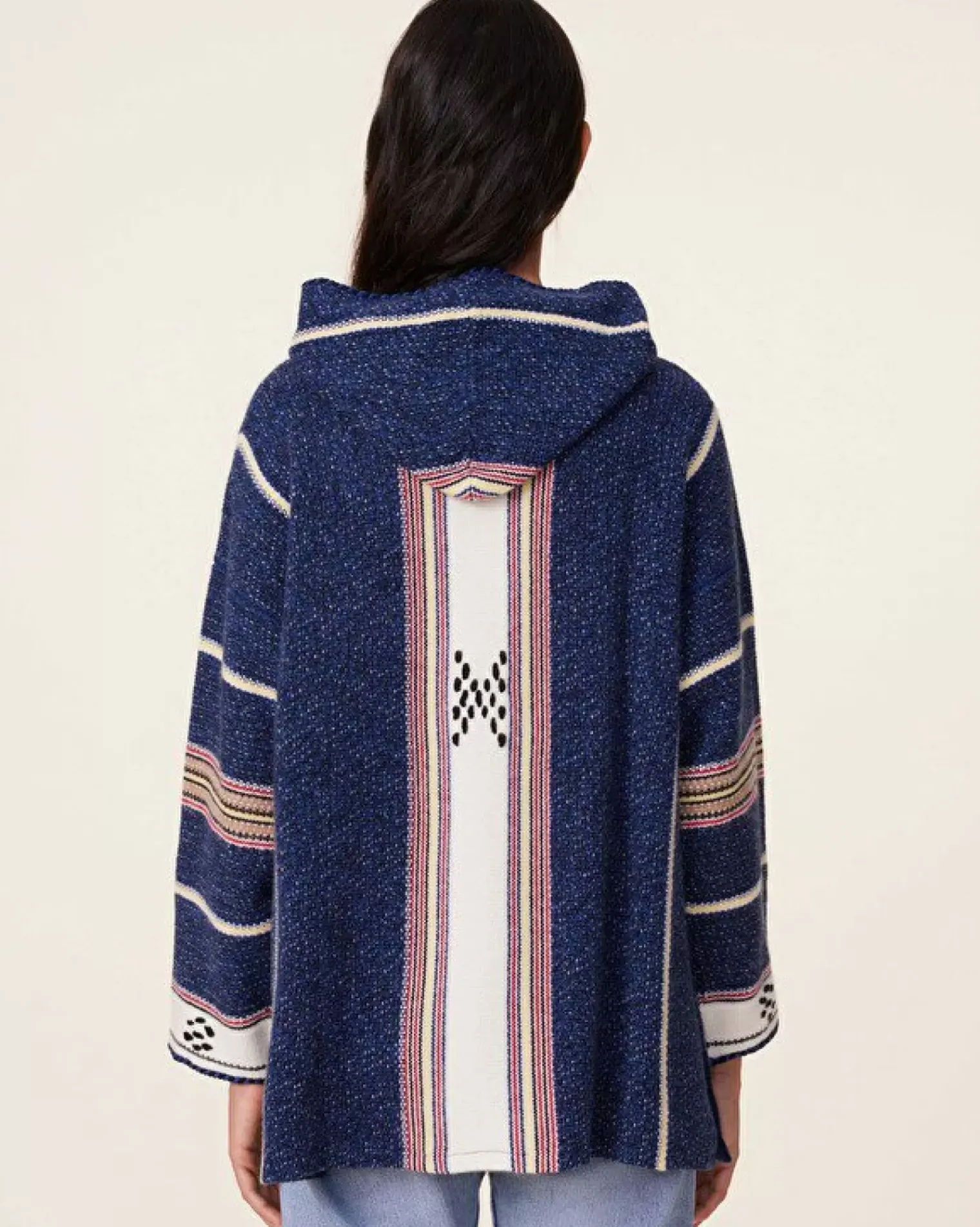 Kujten Hoodies>Jacquard Oversized Cashmere Hoodie, 6-Threads Bleu Indigo
