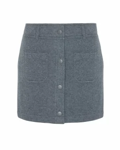 Kujten Dresses & Skirts>Jacquard Short Cashmere Skirt, 4-Threads Gris Flanelle