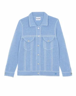 Kujten Jackets & Vests>Kids Long Sleeves Cashmere Jacket, 4-Threads Bleu Jeans