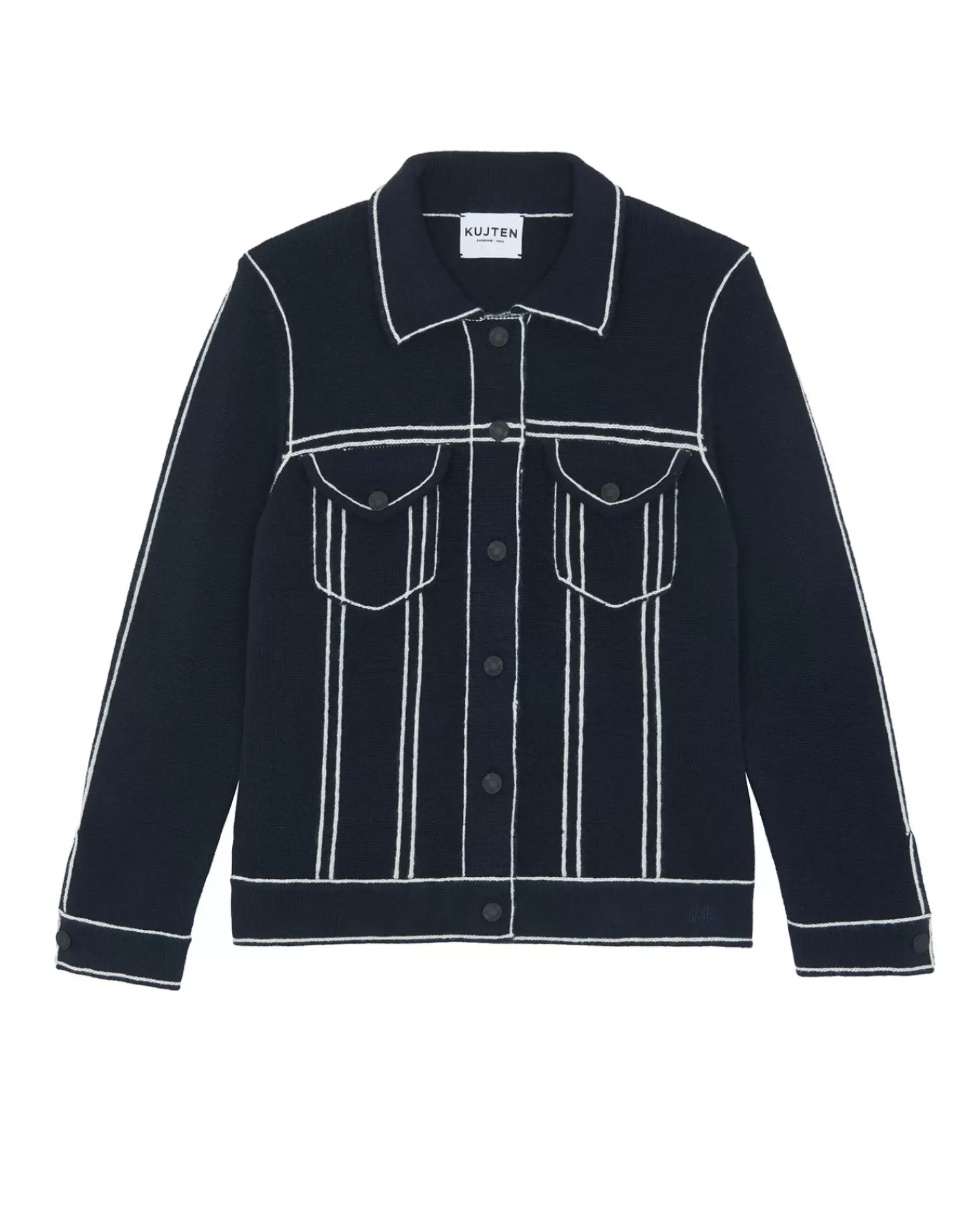 Kujten Jackets & Vests>Kids Long Sleeves Cashmere Jacket, 4-Threads Bleu Marine Fonce