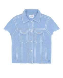Kujten Jackets & Vests>Kids Short Sleeves Cashmere Jacket, 4-Threads Bleu Jeans