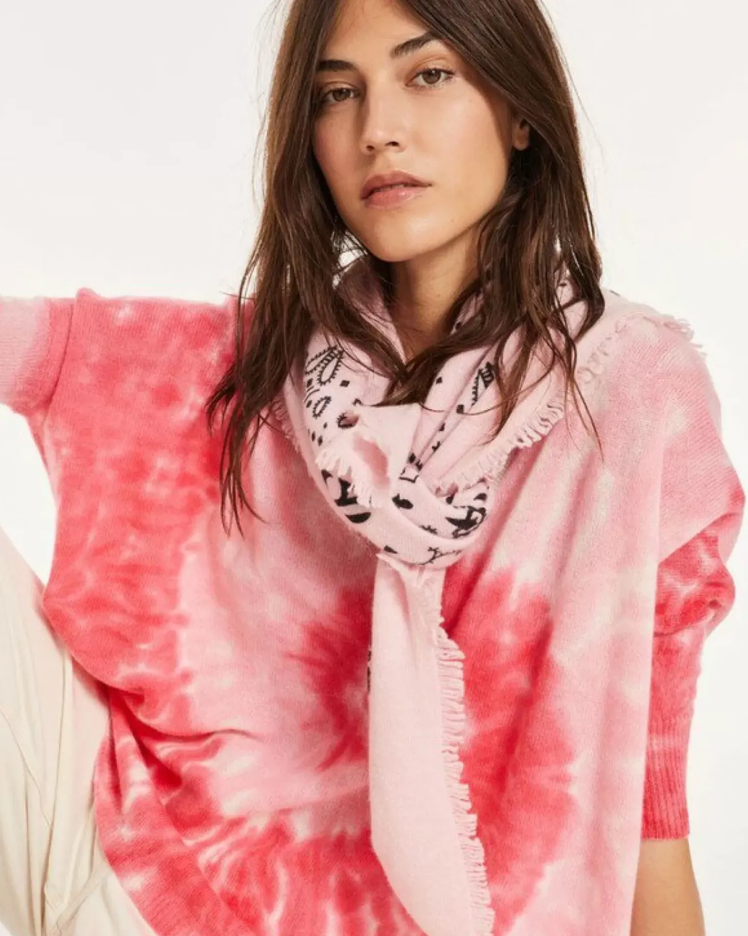 Kujten Scarves & Snoods>Large Cashmere Bandana Candy Pink