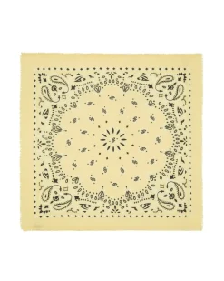 Kujten Scarves & Snoods>Large Cashmere Bandana Jaune Eggshell