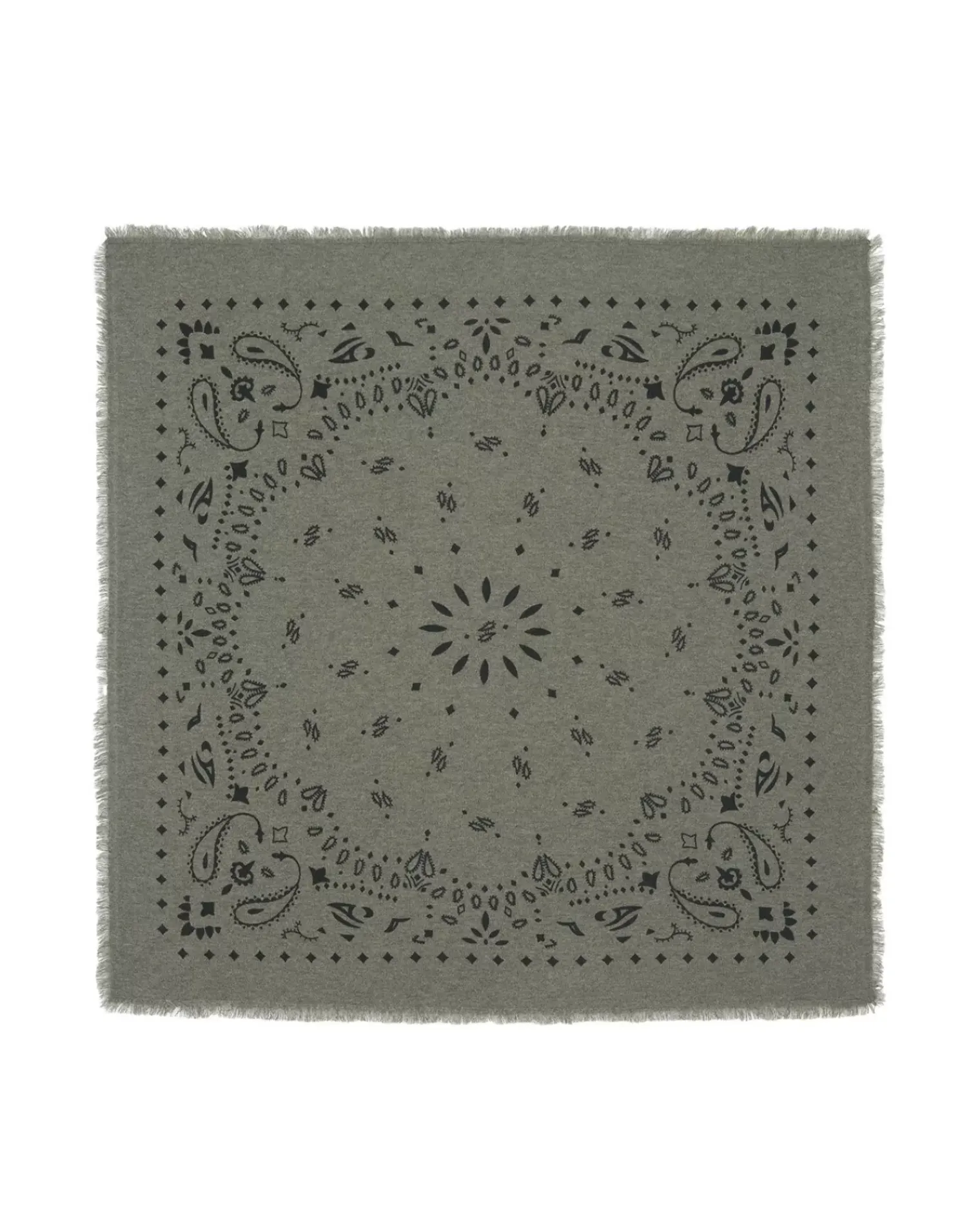 Kujten Scarves & Snoods>Large Cashmere Bandana, 2-Threads Kaki Chine