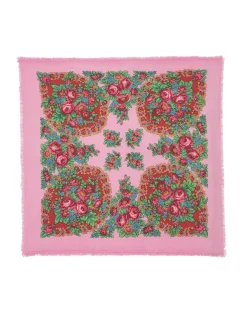 Kujten Bandanas>Large Cashmere Bandana, 2-Threads Candy Pink