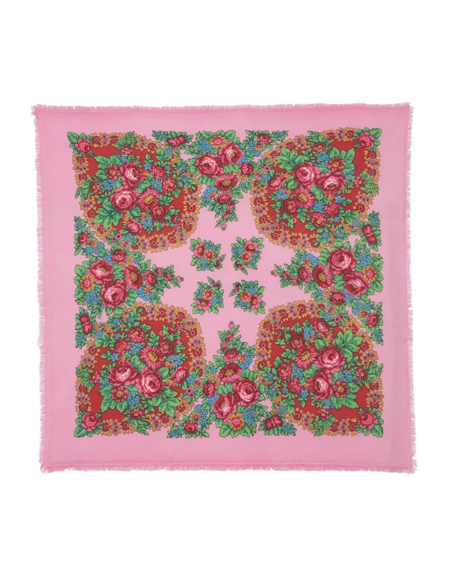 Kujten Bandanas>Large Cashmere Bandana, 2-Threads Candy Pink