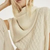 Kujten Scarves & Snoods>Large Cashmere Bandana With Pompoms Blanc Vintage