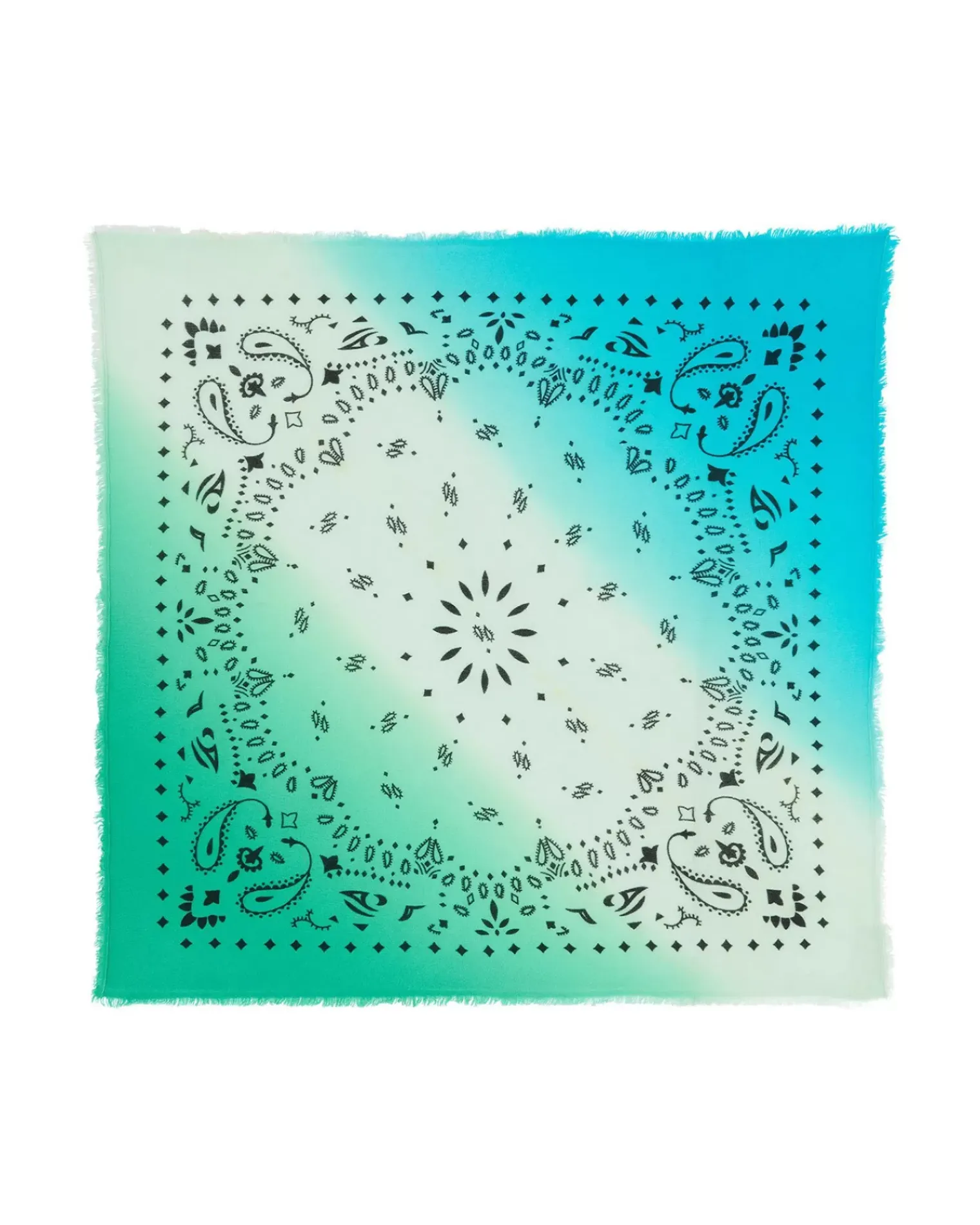 Kujten Bandanas>Large Dip Dye Cashmere Bandana Jade