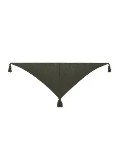 Kujten Bandanas>Large Pompoms Cashmere Bandana Kaki Chine