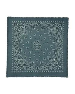 Kujten Bandanas>Large Printed Cashmere Bandana, 2-Threads Vert Foret