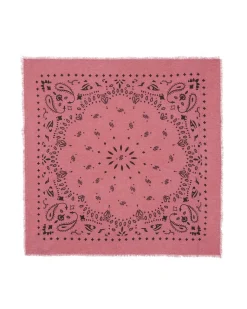 Kujten Bandanas>Large Printed Cashmere Bandana Rose Chine