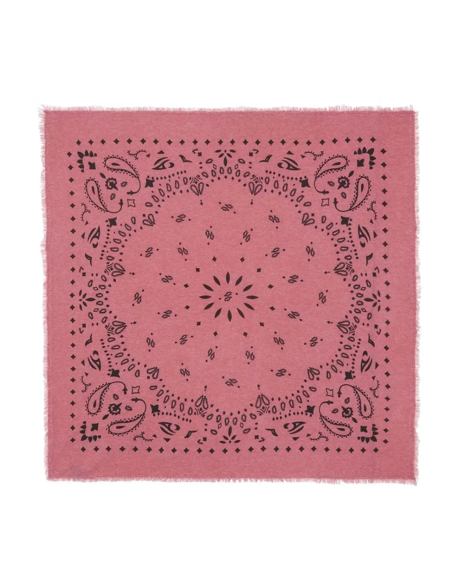Kujten Bandanas>Large Printed Cashmere Bandana Rose Chine