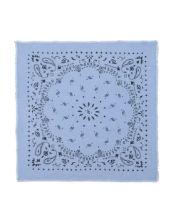 Kujten Bandanas>Large Printed Cashmere Bandana Bleu Jeans