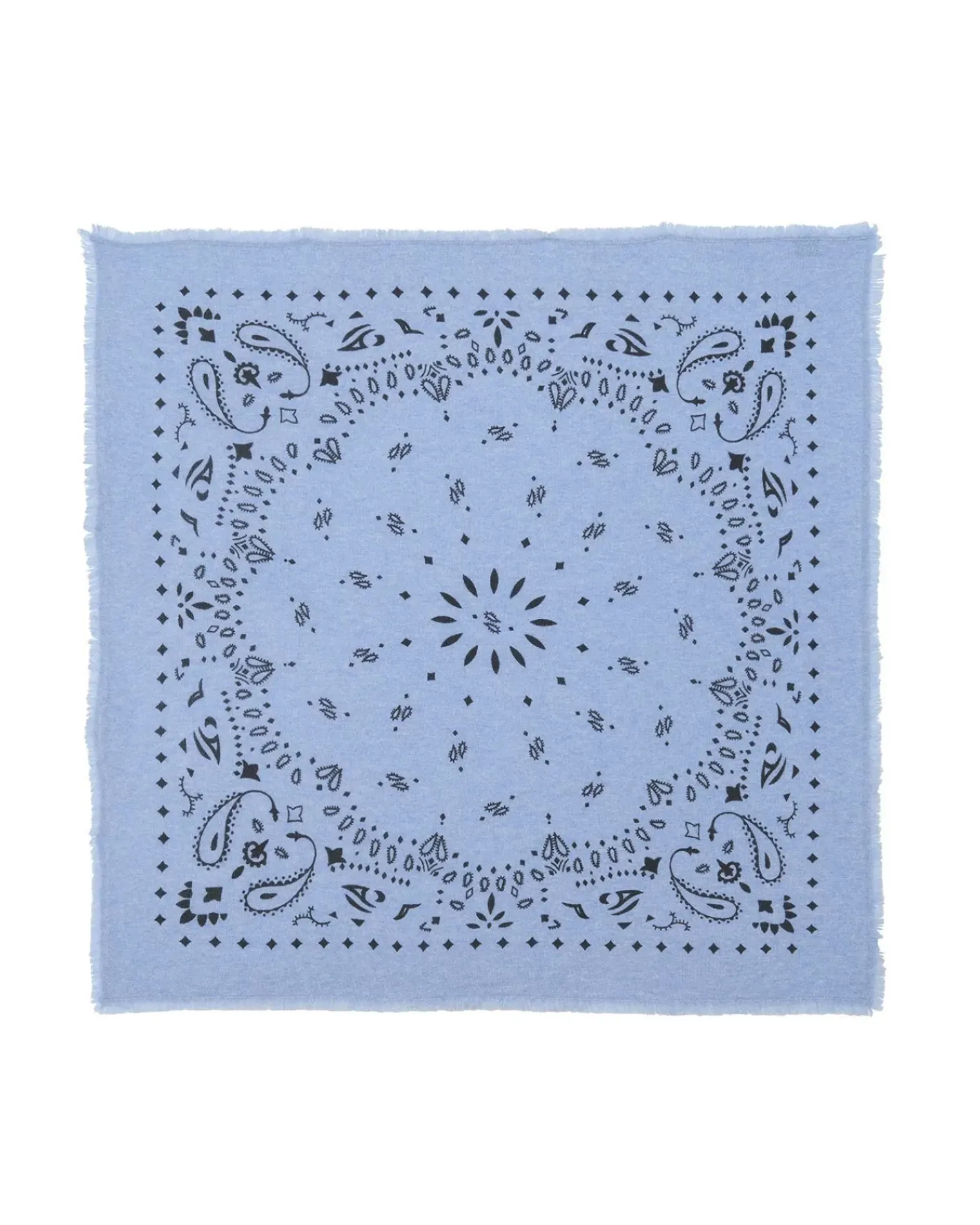Kujten Bandanas>Large Printed Cashmere Bandana Bleu Jeans