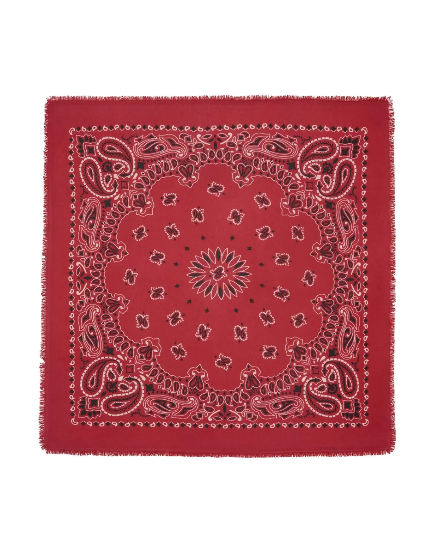 Kujten Bandanas>Large Printed Cashmere Bandana, 2-Threads Rouge