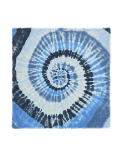 Kujten Bandanas>Large Printed Cashmere Bandana Bleu Indigo