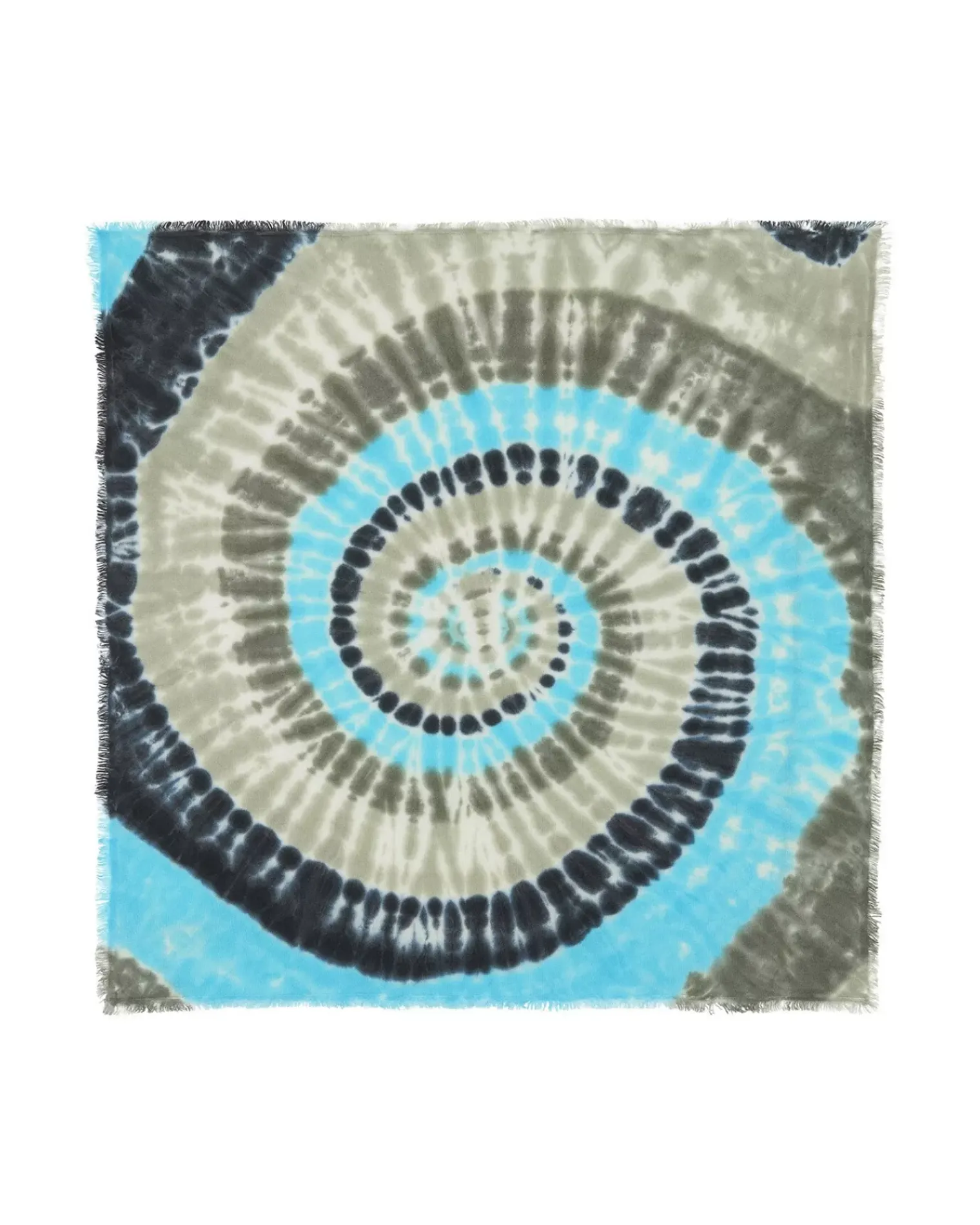 Kujten Bandanas>Large Printed Cashmere Bandana Bleu Turquoise