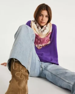 Kujten Bandanas>Large Printed Cashmere Bandana Marron