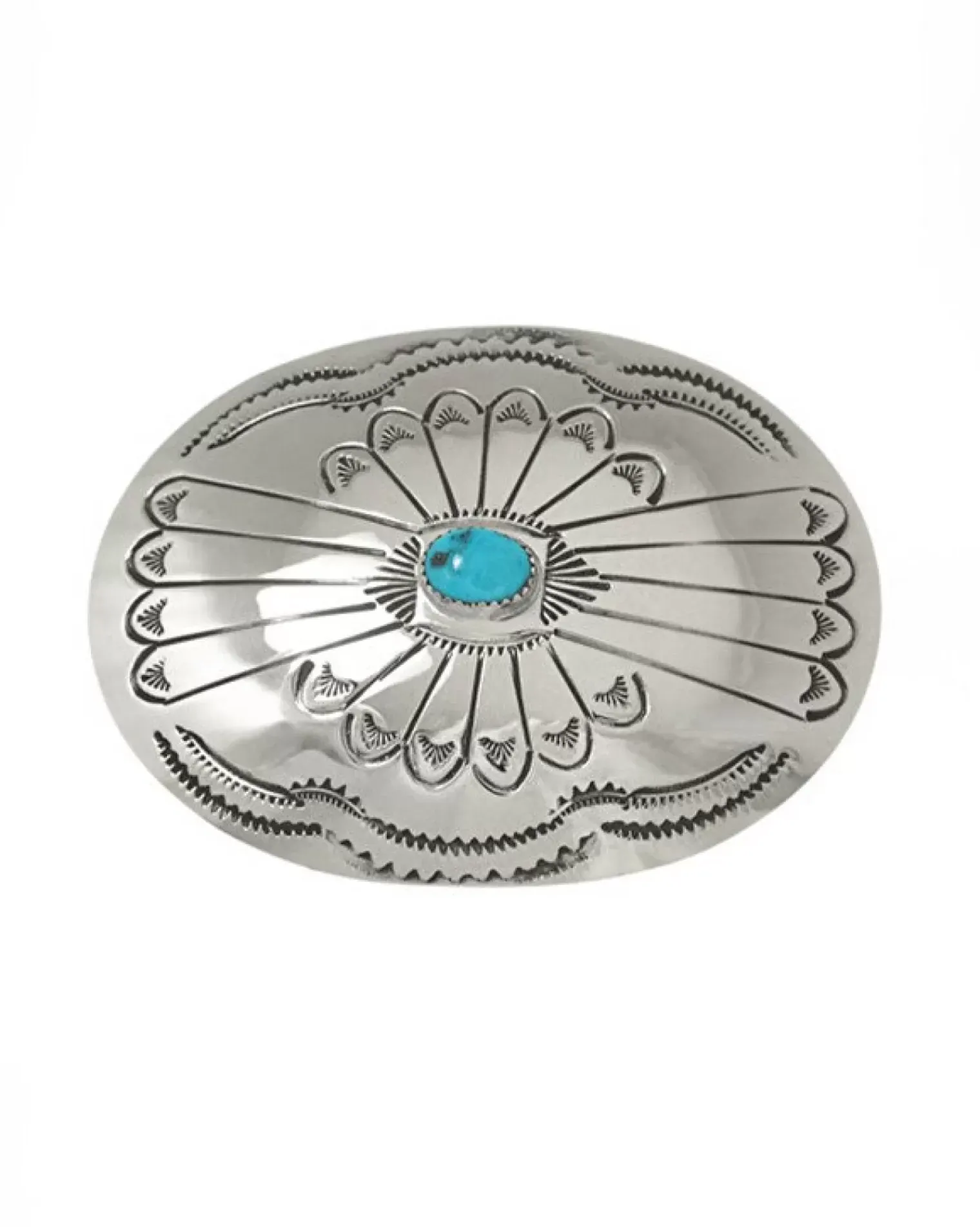 Kujten Jewelry>Leather Belt With Sterling Silver 925/1000E & Turquoise Buckle Argent