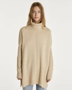 Kujten Capes & Ponchos>Lined Turtleneck Woman Cashmere Tunic, 6-Threads Organique