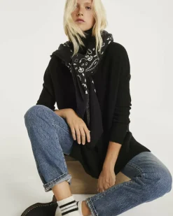 Kujten Capes & Ponchos>Lined Turtleneck Woman Cashmere Tunic Noir