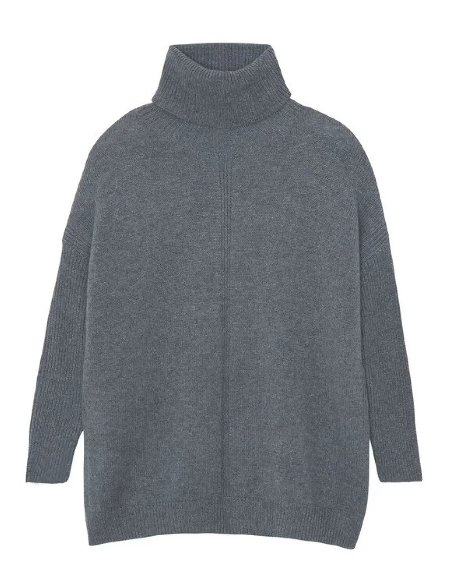Kujten Sweaters & Sweatshirts>Lined Turtleneck Women Cashmere Tunic Gris Flanelle