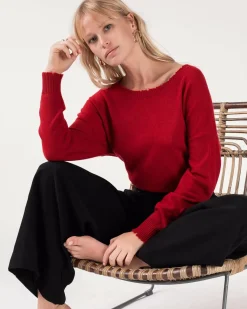 Kujten Sweaters & Sweatshirts>Liquette Round Neck Cashmere Sweater Rouge Brique