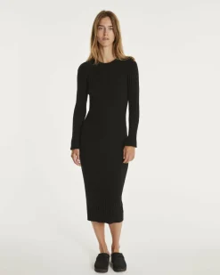 Kujten Dresses & Skirts>Long Cashmere Round Neck Dress Noir